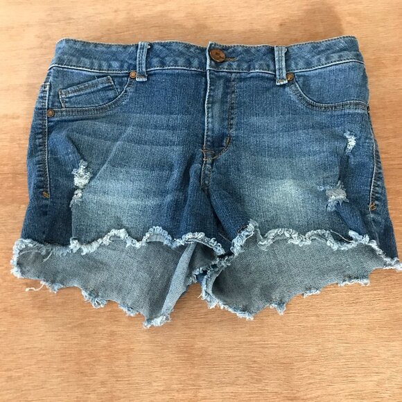 1822 Denim Cut Off Jean Shorts Women 30 Blue Distressed High Rise Medium Wash - Picture 1 of 12
